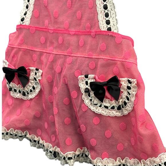 Victoria's Secret Sexy Little Things Pink Black Babydoll Maid Apron Push Up 34D - Picture 4 of 8